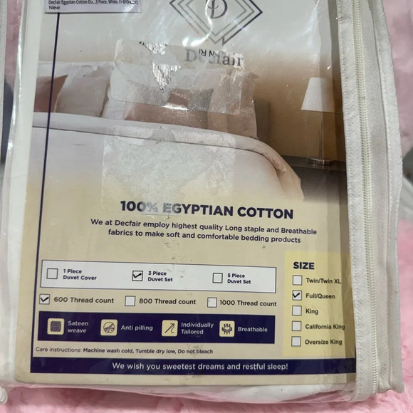 100% Egyptian Cotton Duvet Cover Set Queen/Full Size 600 Thread Sateen Weave - Picture 12 of 12